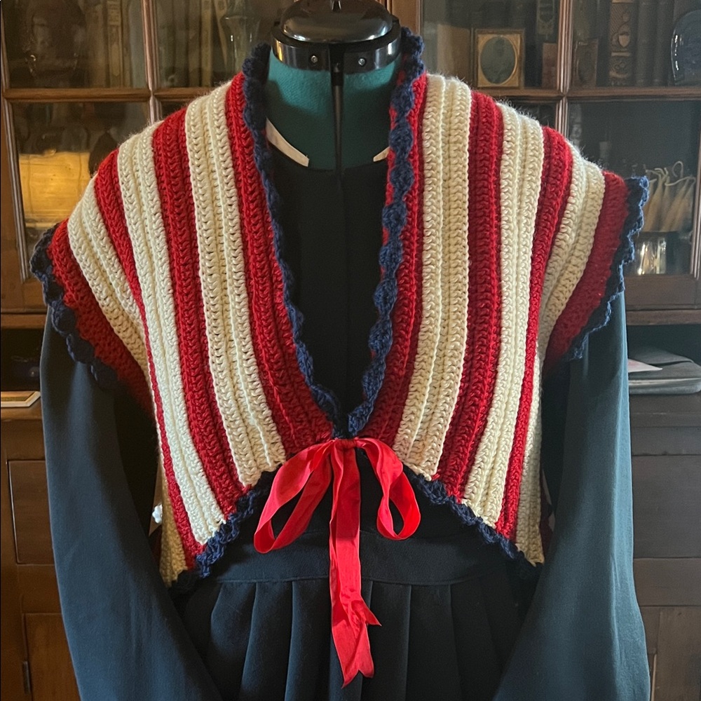 Civil War Victorian Patriotic Women’s Sontag Hug-Me-Tight M-XL - Picture 2 of 7